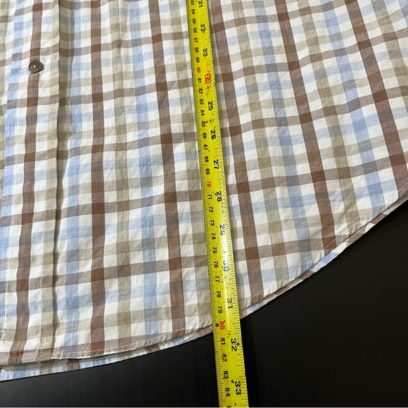 Façonnable Men’s Check Plaid Button Up Shirt - Brown Blue White - Picture 12 of 12